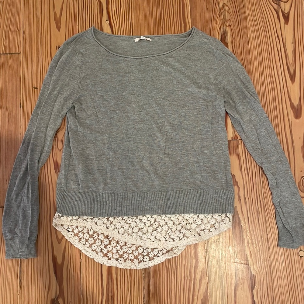 Ella Moss gray boatneck sweater size Medium (fits like a small)